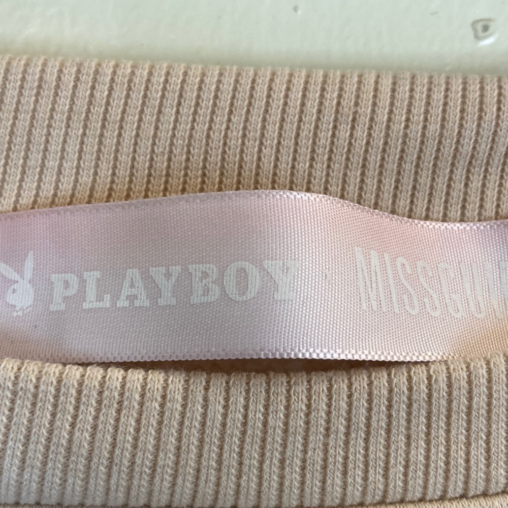 PLAYBOY x Missguided Beige Crewneck Sweater with Black PB & Bunny Logos - Picture 2 of 5